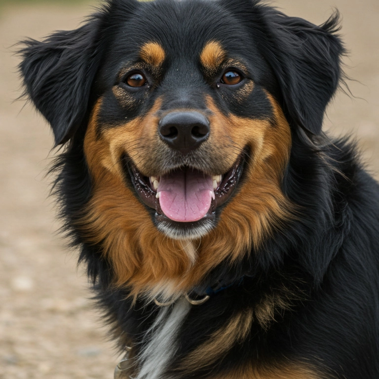 Happy dog smiling to the camera