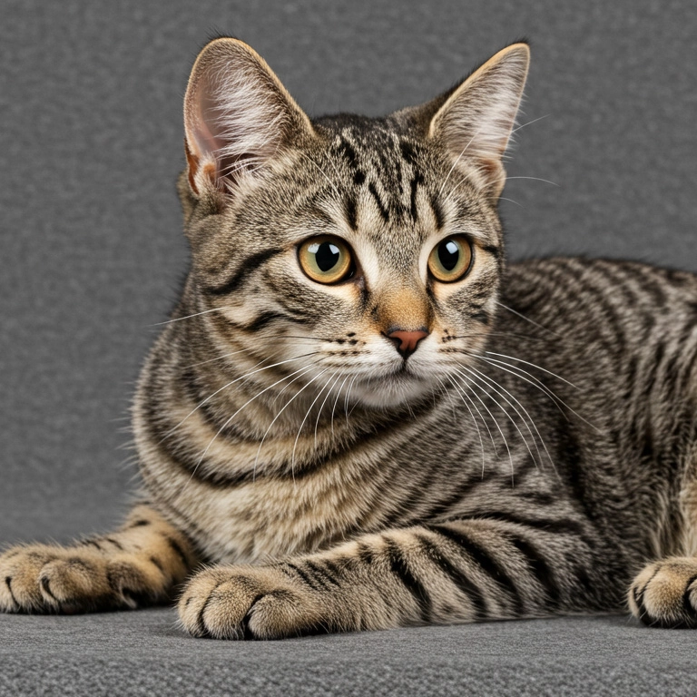 stripped cat possing